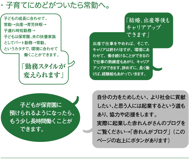子育てにめどがついたら常勤へ。